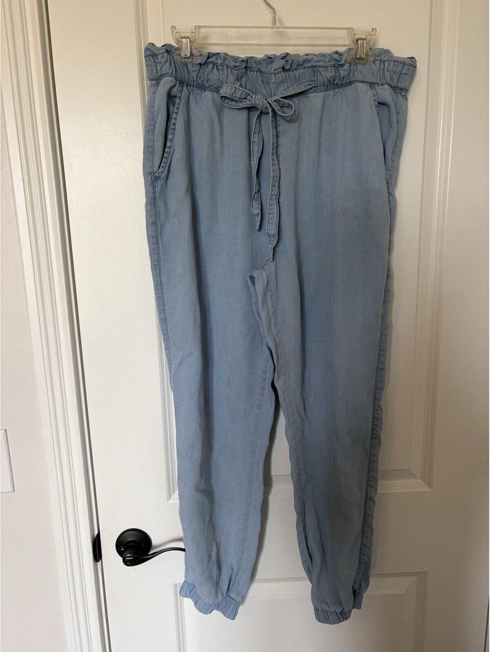 Blue Spice Womens Size L Pants Chambray Jogger Paperback Waist